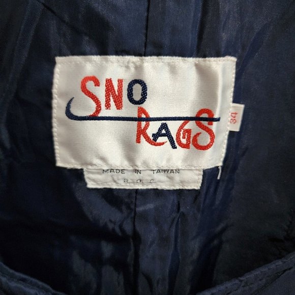 VTG Sno Rags Snow Ski Snowboarding Zip Up Bibs Pants Navy Blue Men's Size 34 - Picture 3 of 13